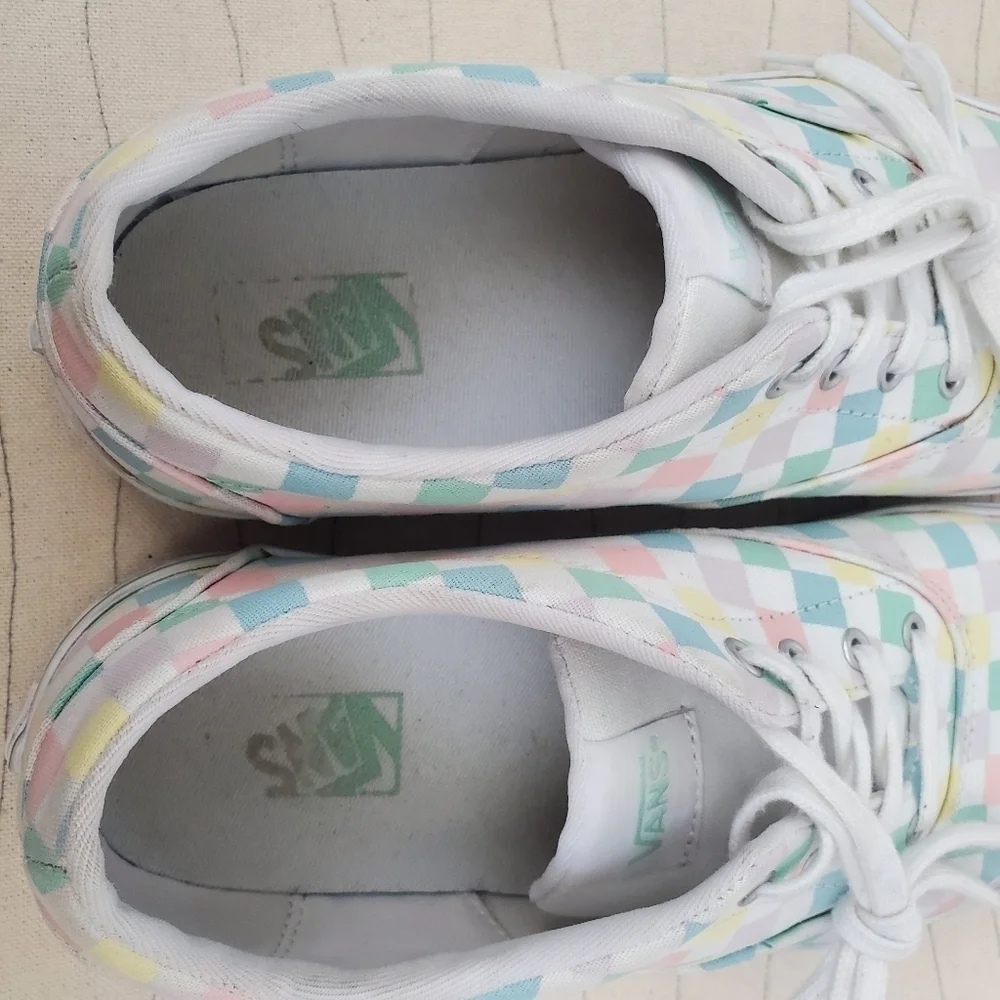 Vans Big Kids Missy Doheny Pastel Checkered Canvas Lace-Up Shoes Sneakers Sz 6